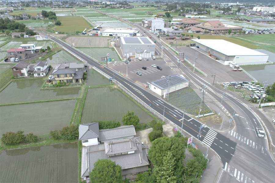 県道316号線　梓橋田沢停車場線　道路維持工事施工後空撮ドローン